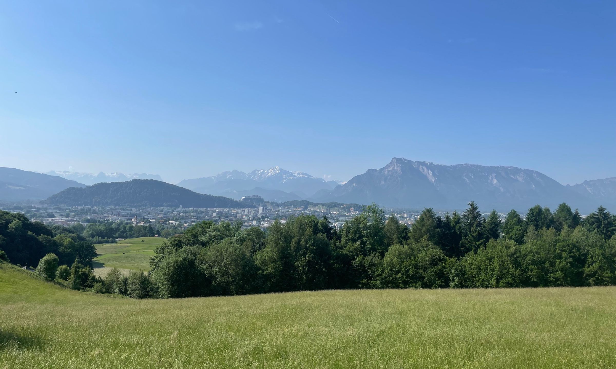 Scenic mountain landscape near Salzburg with panoramic views of the Austrian Alps.